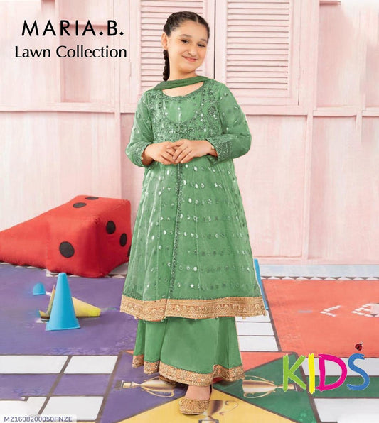 3 Pcs Girl's Lawn Embroidered Unstitched Suit